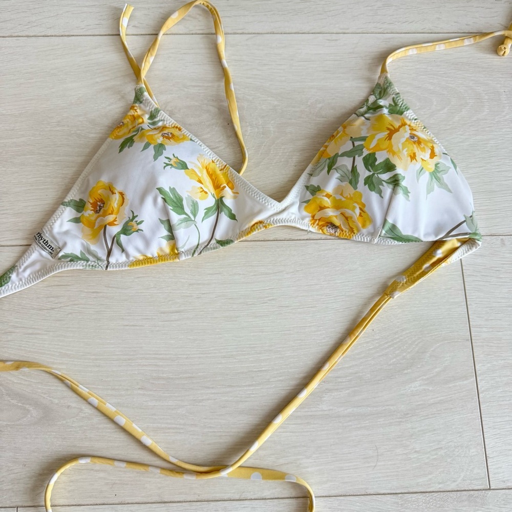 Rhythm Reversible Bikini Top Made for Adventures - Yellow Polka Dot Floral